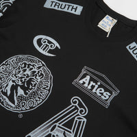 Aries x Champion Sponsor Long Sleeve T-Shirt in Black thumbnail