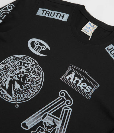 Aries x Champion Sponsor Long Sleeve T-Shirt in Black