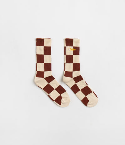 Butter Goods Checkered Socks - Cream / Burgundy
