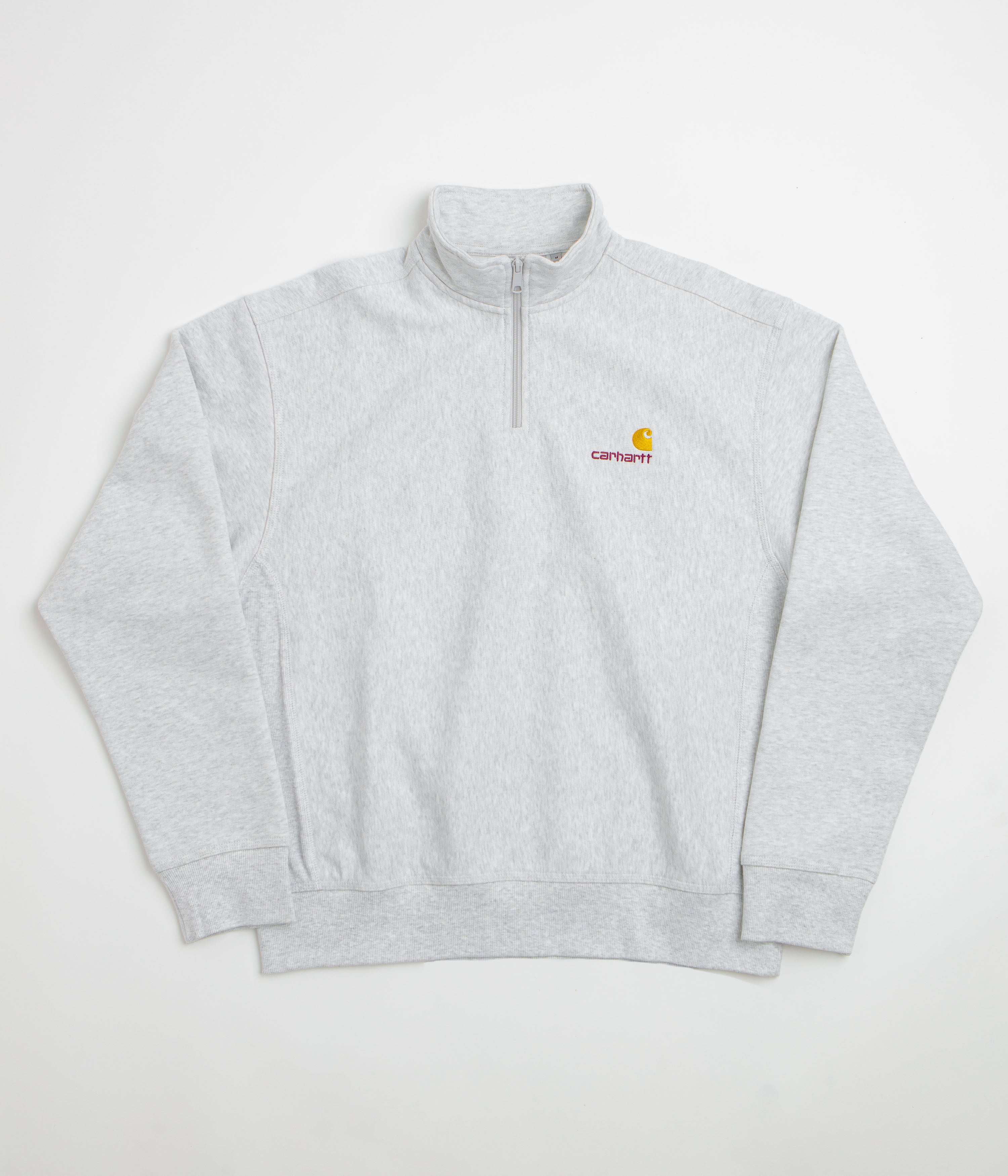 Carhartt Half Zip American Script Sweatshirt in Ash Heather