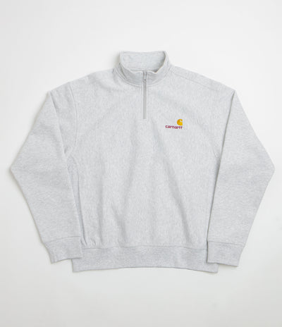 Carhartt Half Zip American Script Sweatshirt - Ash Heather