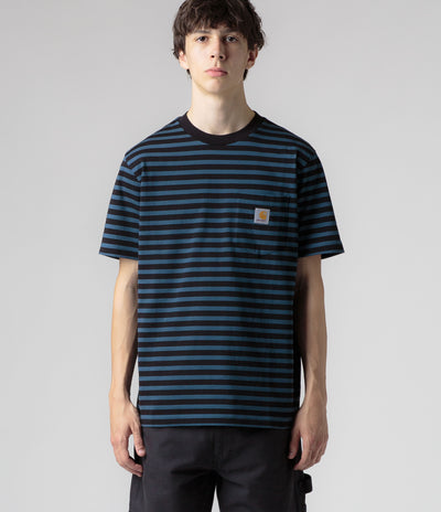 Carhartt Seidler Pocket T-Shirt - Seidler Stripe / Squid / Black