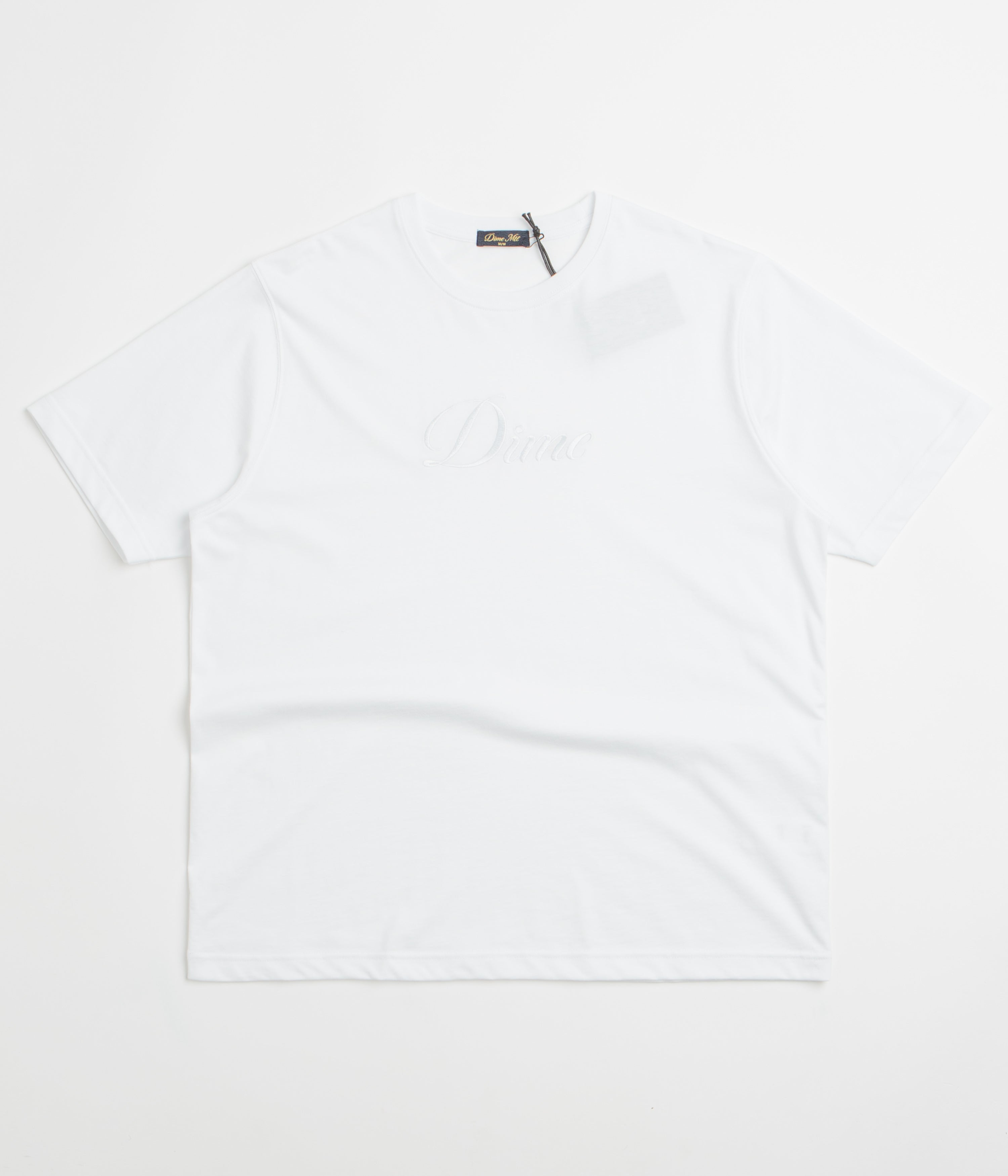 Dime Cursive T-Shirt in White and Grey