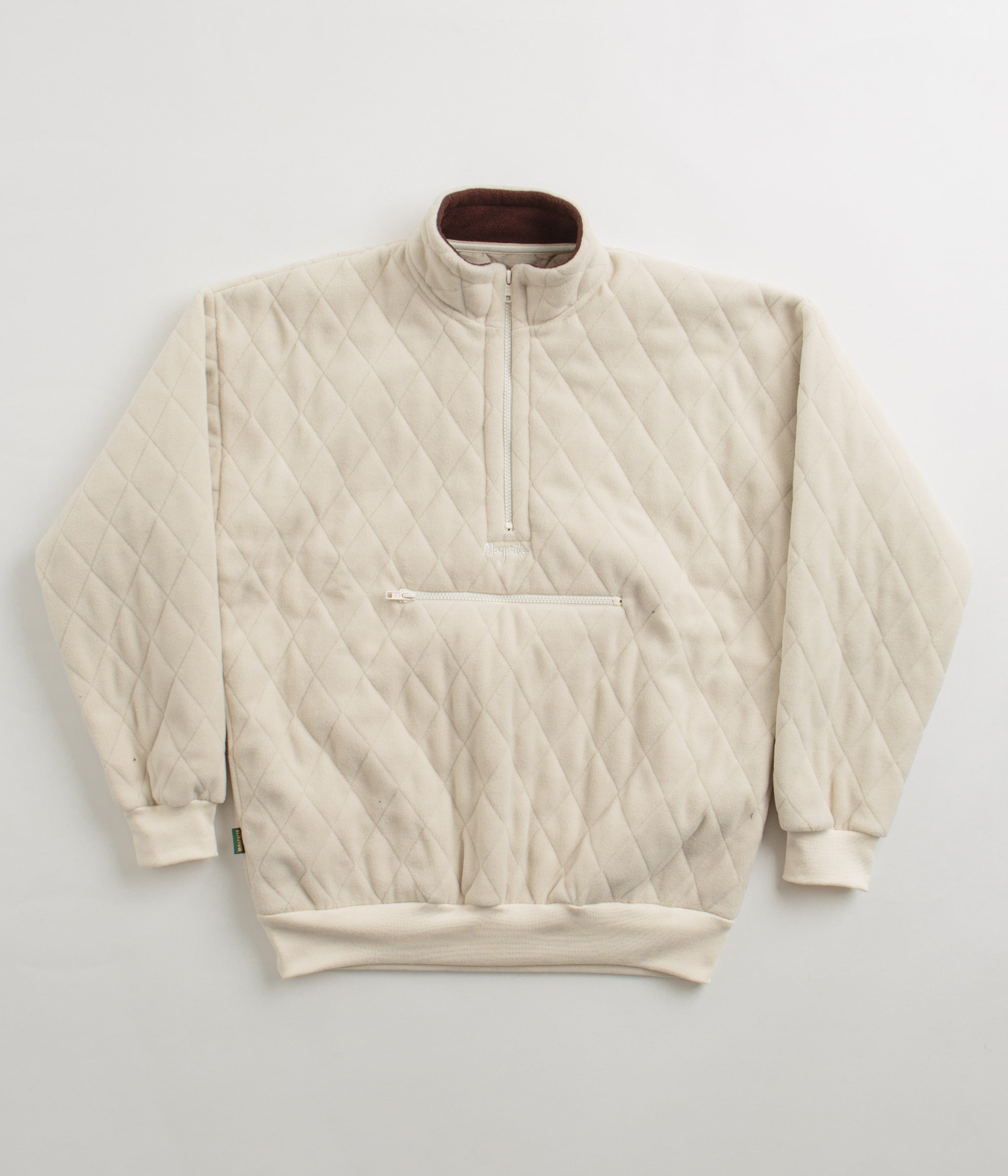 Magenta Lunar Quilted High Neck Sweatshirt in Natural