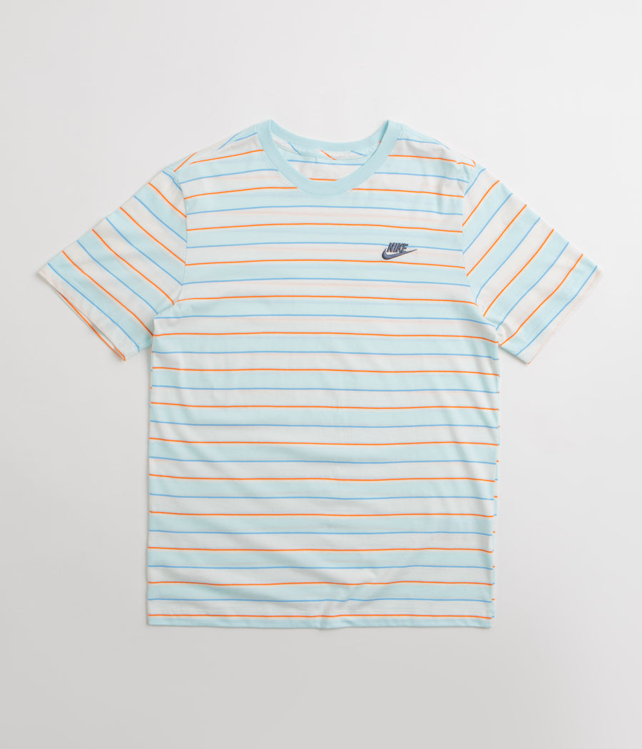 Nike Stripe Club T-Shirt in Glacier Blue and Thunder Blue