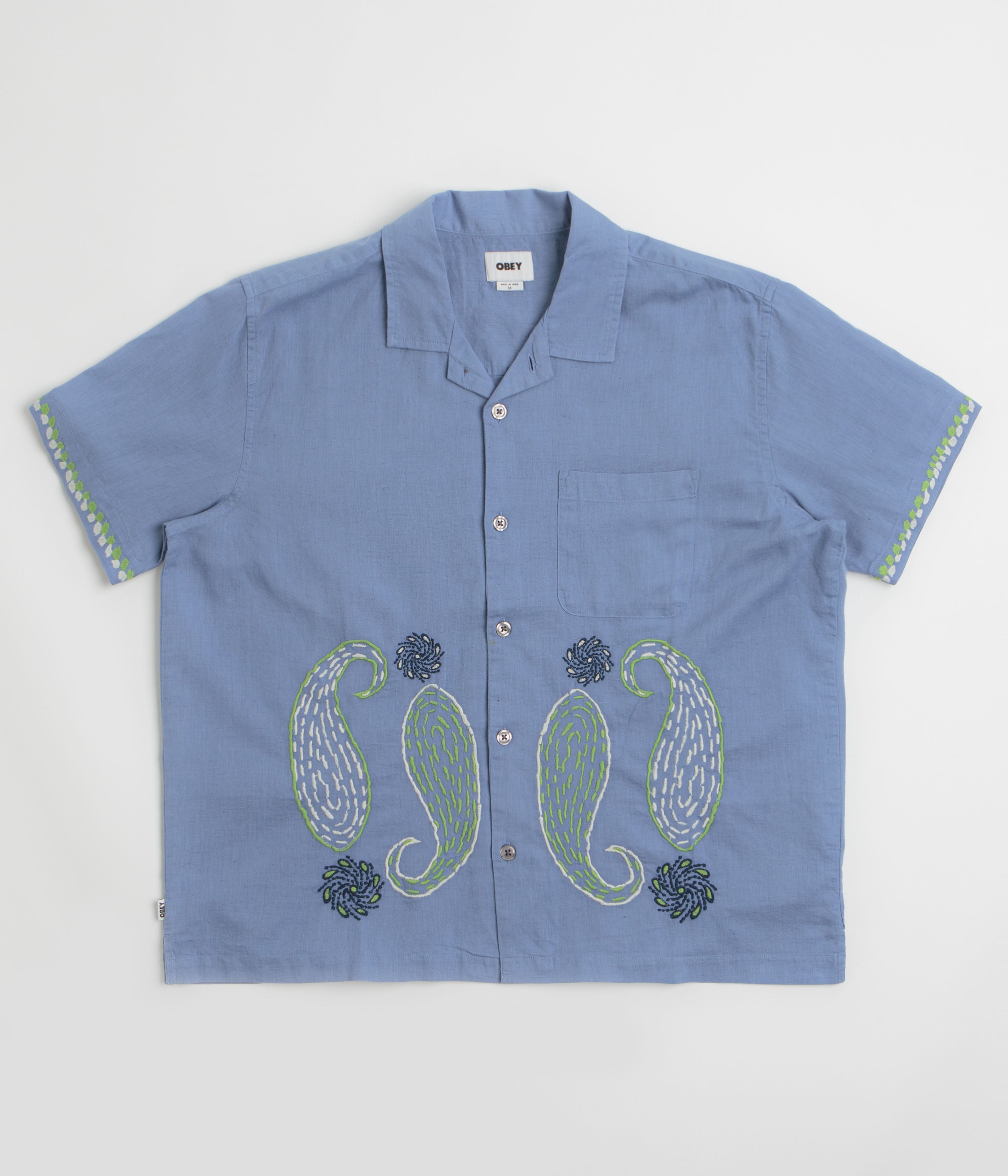 Obey Quentin Short Sleeve Shirt in Colony Blue Multi