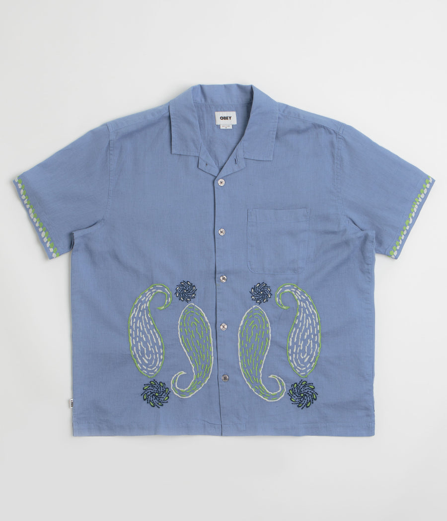 Obey Quentin Short Sleeve Shirt in Colony Blue Multi