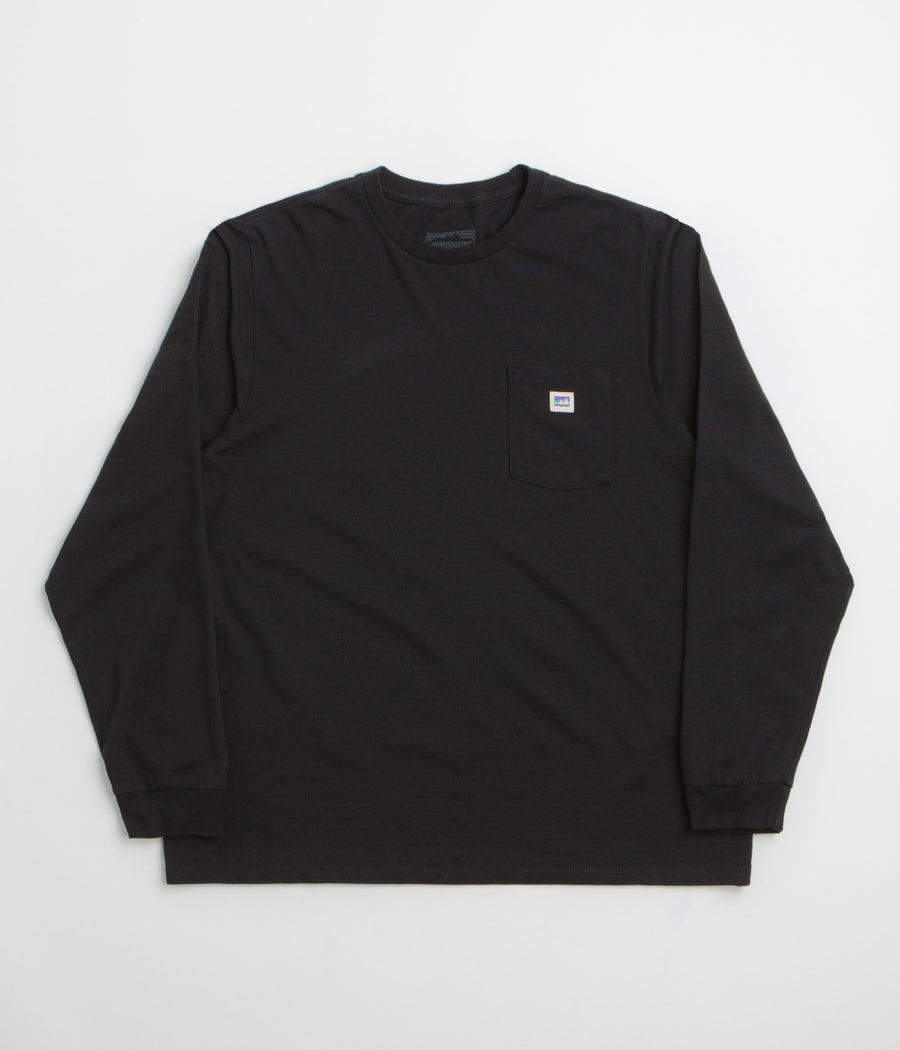 Patagonia Shop Sticker Pocket Responsibili-Tee Long Sleeve T-Shirt in Black