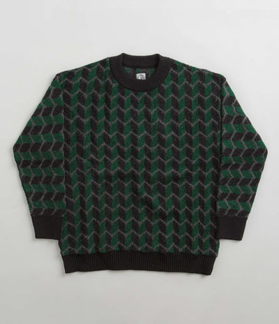 Polar Zig Zag Knit Sweatshirt - Black / Dark Teal