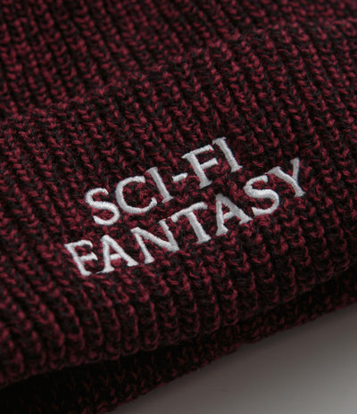 Sci-Fi Fantasy Mixed Yarn Logo Beanie in Red and Black