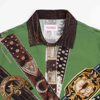 Thames MMXX Belting Short Sleeve Shirt in Green thumbnail
