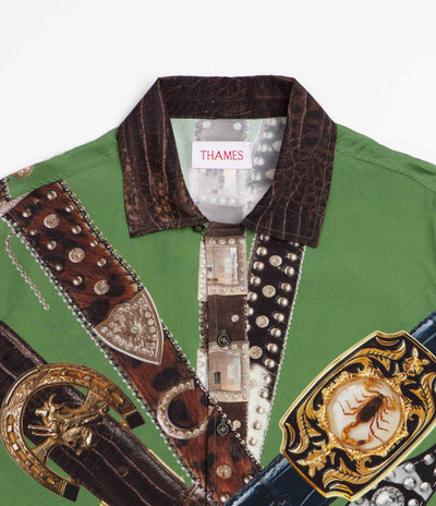 Thames MMXX Belting Short Sleeve Shirt in Green