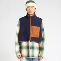 Workware Life Fleece Vest in Navy and Brown thumbnail