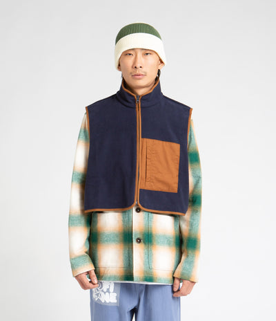 Workware Life Fleece Vest in Navy and Brown