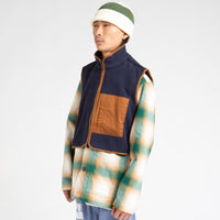 Workware Life Fleece Vest in Navy and Brown thumbnail