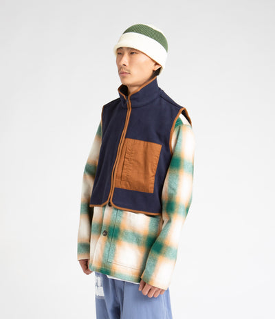 Workware Life Fleece Vest in Navy and Brown