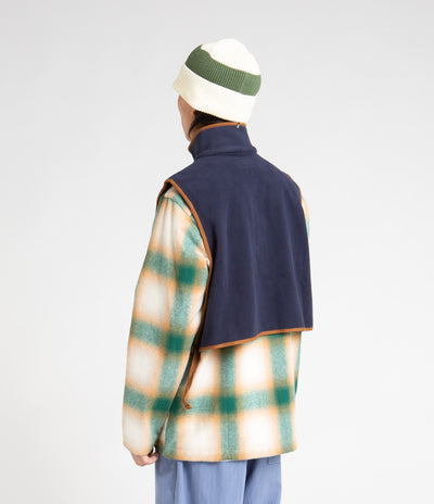 Workware Life Fleece Vest in Navy and Brown