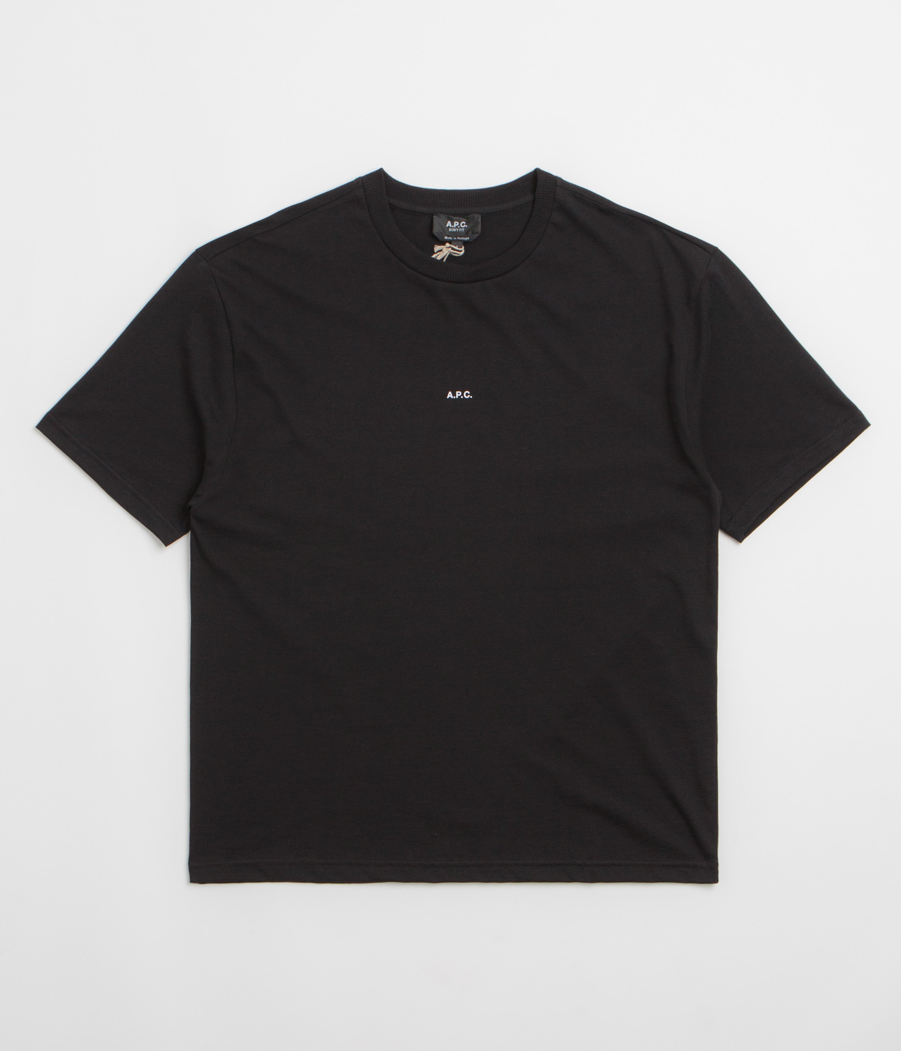 A.P.C. Boxy Micro Logo T-Shirt in Black and White