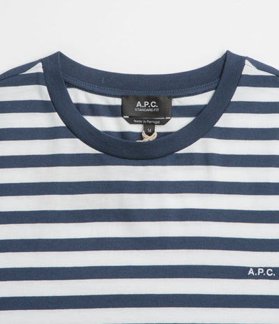 A.P.C. Embroidered Striped T-Shirt in Dark Navy