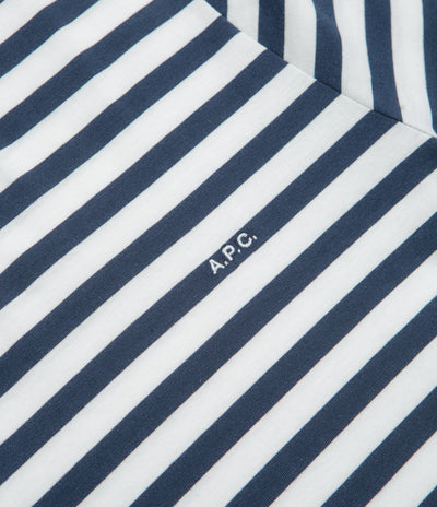 A.P.C. Embroidered Striped T-Shirt in Dark Navy