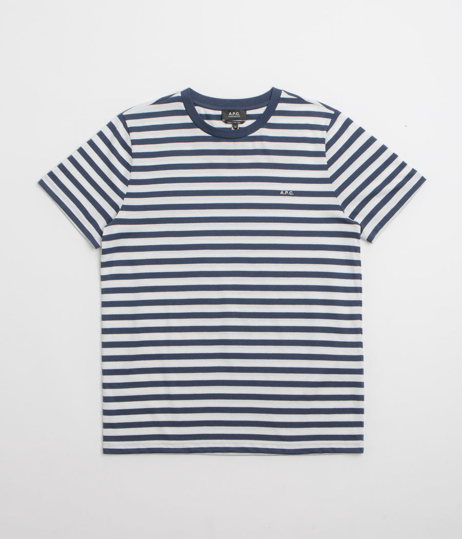 A.P.C. Embroidered Striped T-Shirt in Dark Navy