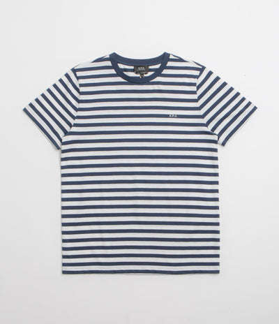 A.P.C. Embroidered Striped T-Shirt in Dark Navy
