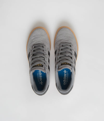Adidas Busenitz Vulc II Shoes in Grey Three and Core Black / Gold Metallic