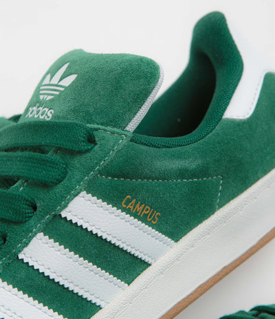Adidas Campus ADV Shoes in Collegiate Green and FTWR White / Gold Metallic