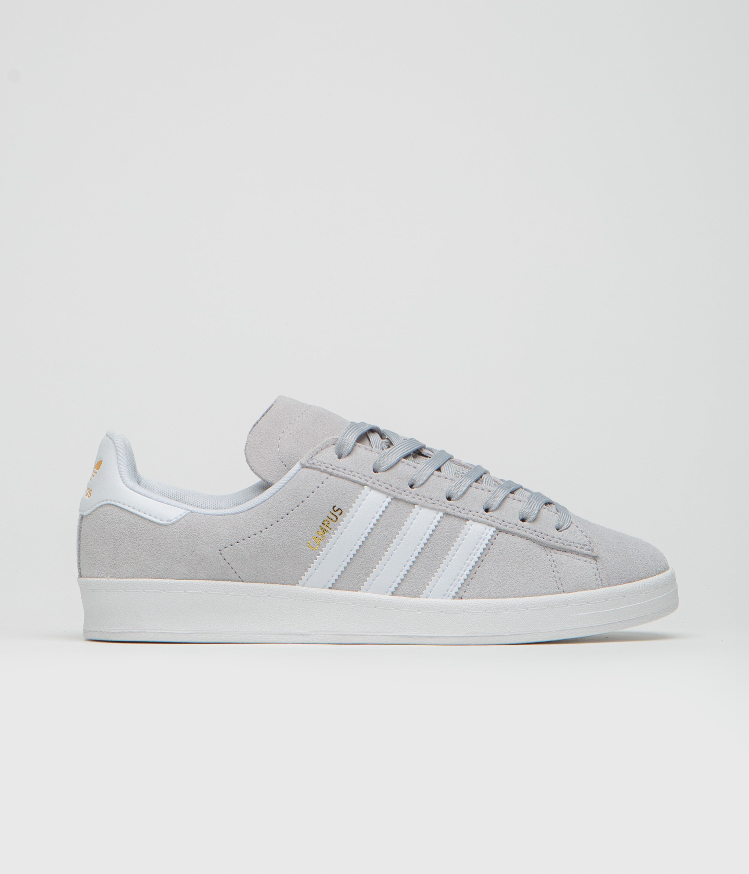 Adidas Campus ADV Shoes in Grey Two and FTWR White / Gold Metallic