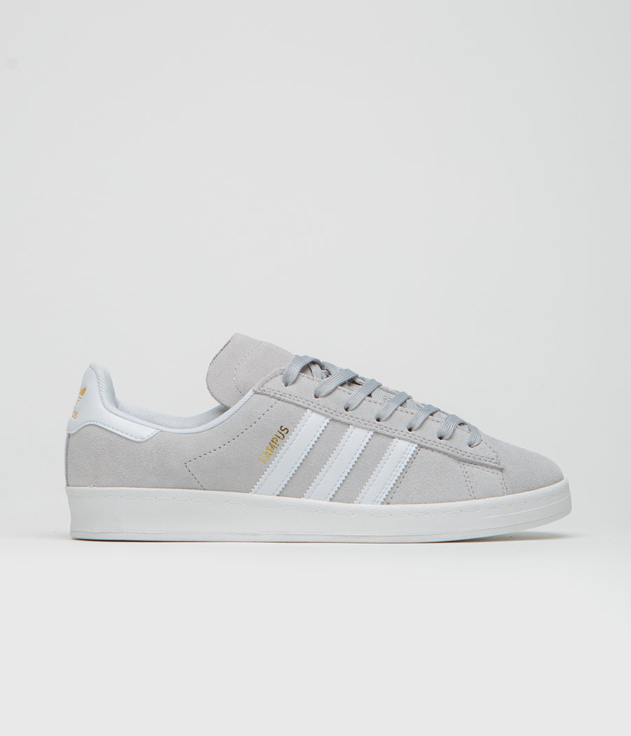 Adidas Campus ADV Shoes in Grey Two and FTWR White / Gold Metallic