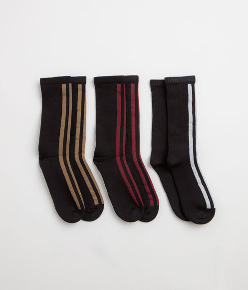 Adidas Frontside Socks (3 Pack) - Black / White / Black / Shadow Red