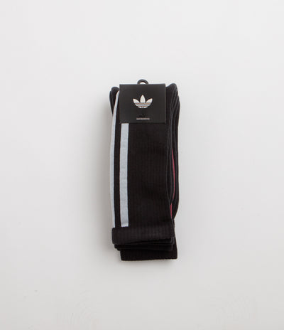 Adidas Frontside Socks (3 Pack) in Black and White / Black / Shadow Red