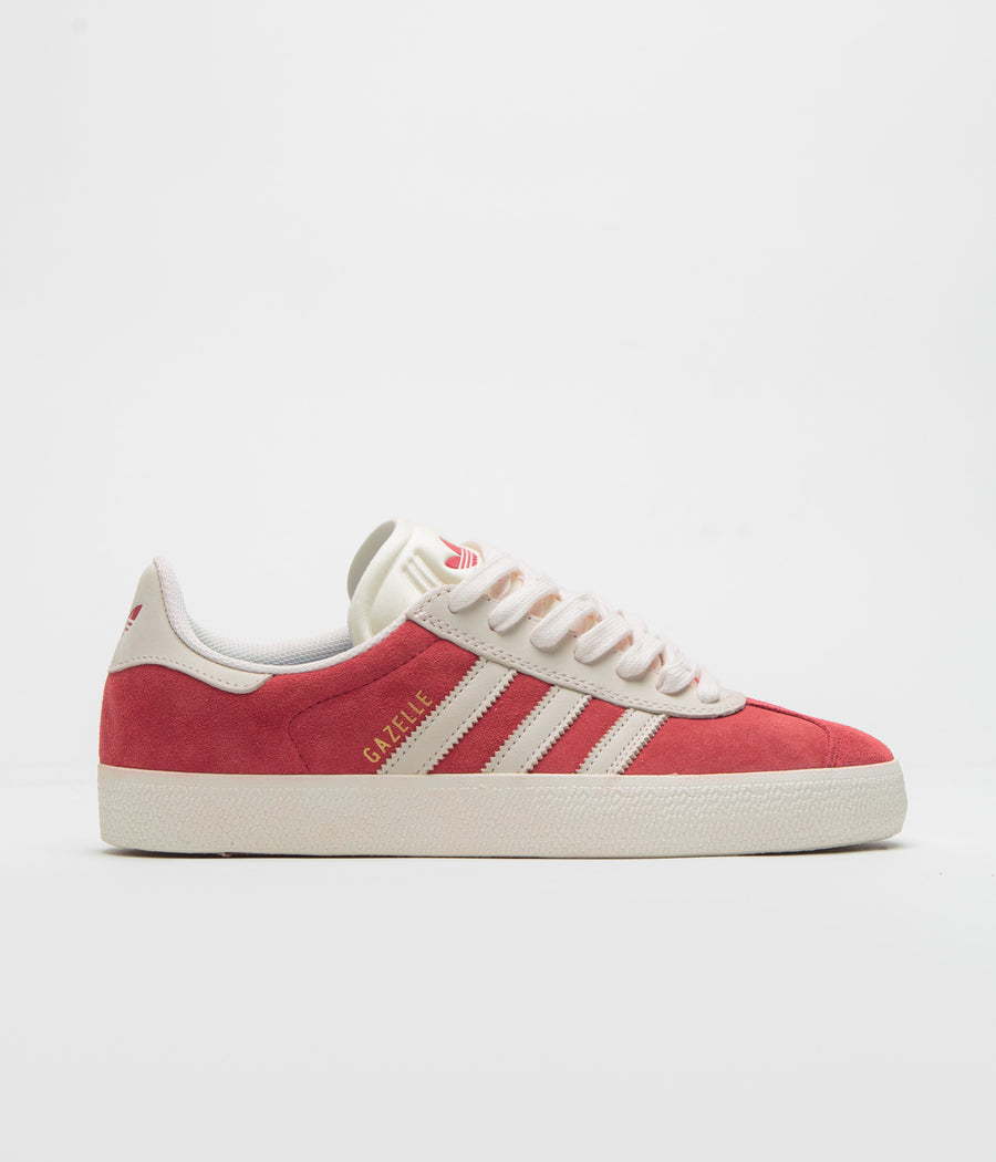 Adidas Gazelle ADV Shoes in Better Scarlet and Chalk White / Gold Metallic