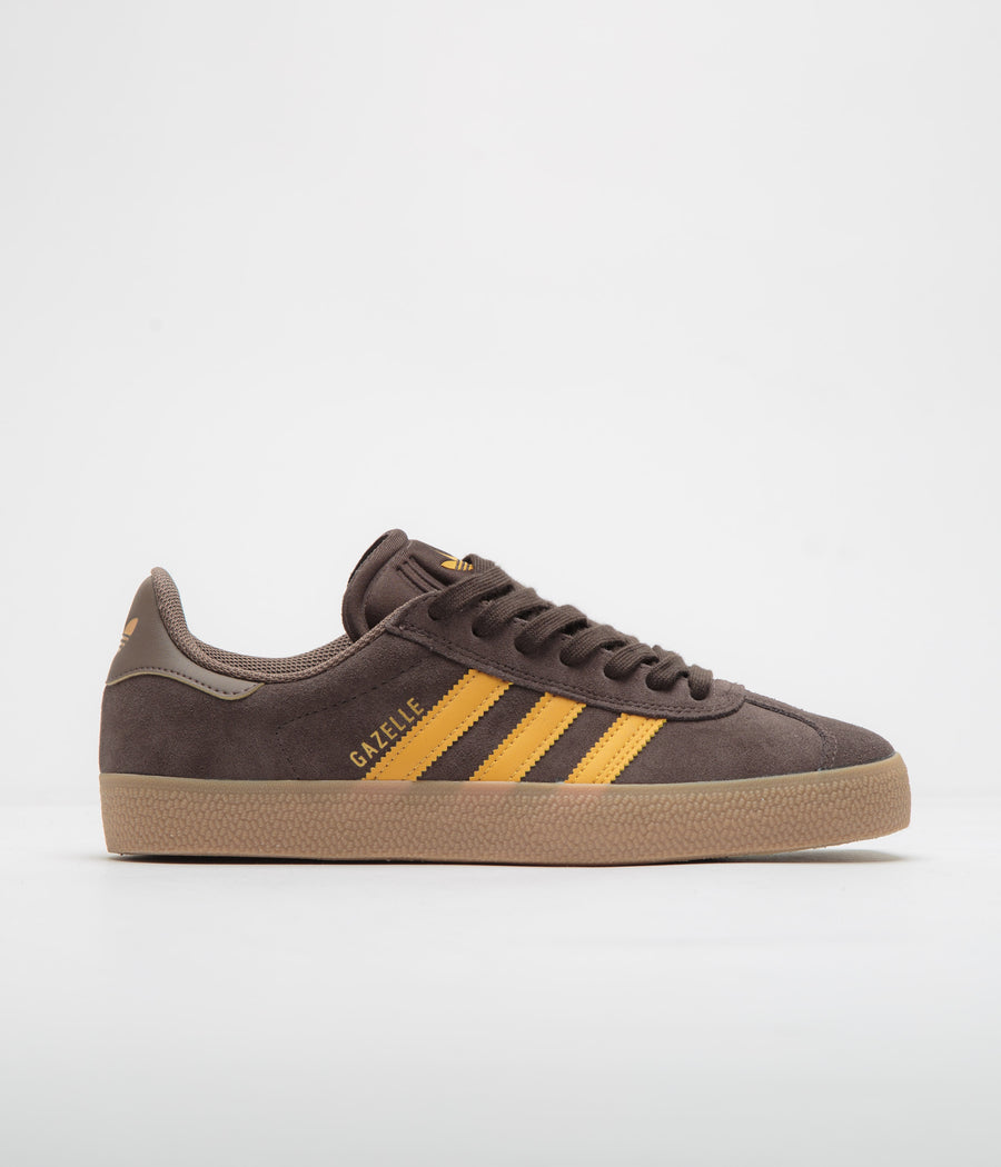 Adidas Gazelle ADV Shoes in Dark Brown and Preloved Yellow / Earth Strata