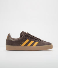 Adidas Gazelle ADV Shoes in Dark Brown and Preloved Yellow / Earth Strata