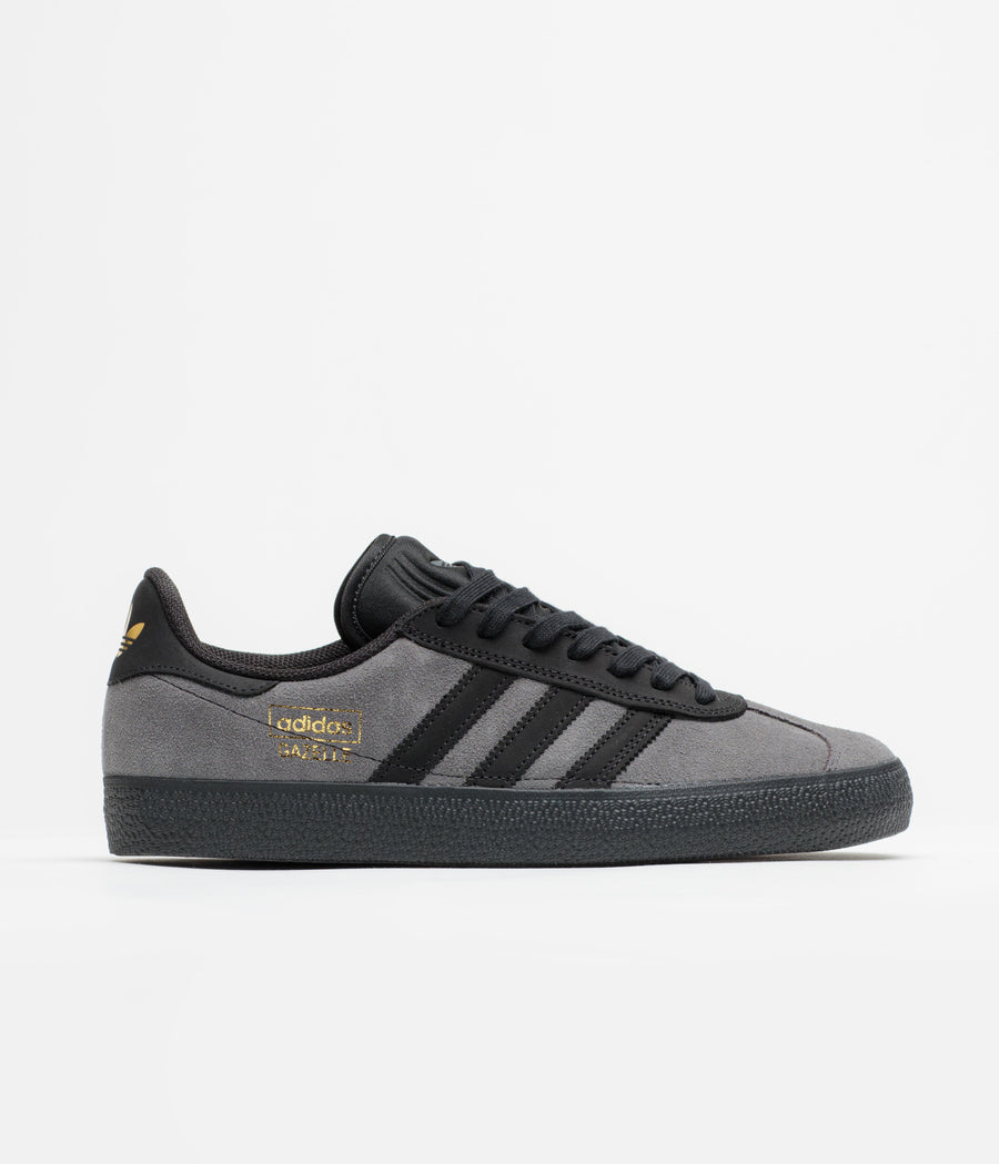 Adidas Gazelle ADV Shoes in Grey Six and Core Black / Gold Metallic