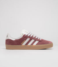 Adidas Gazelle ADV Shoes in Shadow Red and Crystal White / Gold Metallic