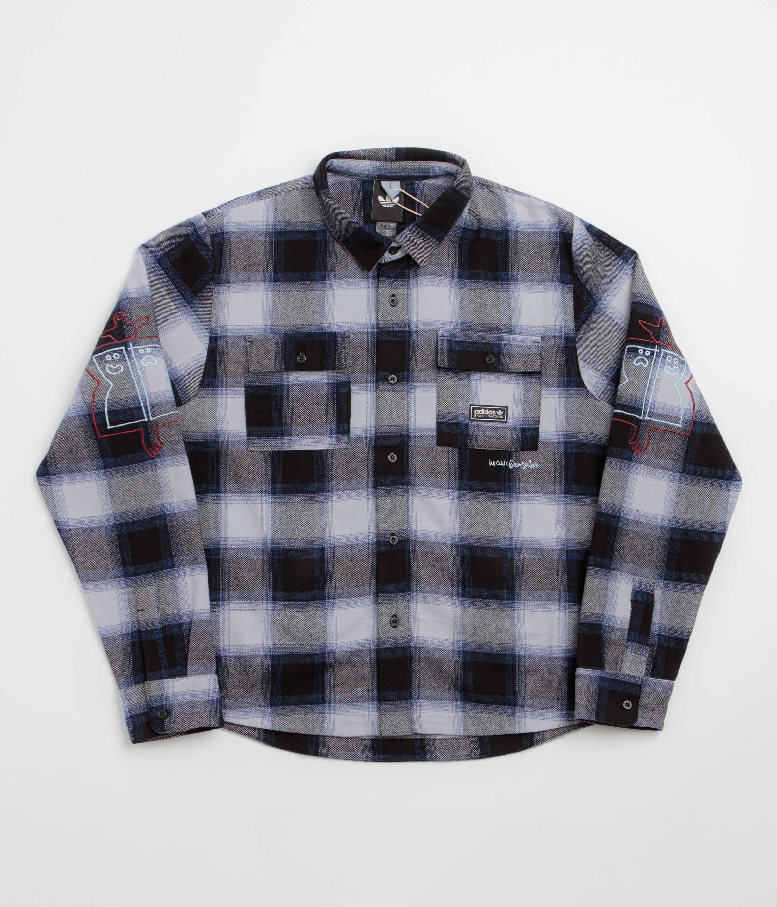 Adidas Gonz Flannel Shirt - Black / Muted Purple / Halo Silver