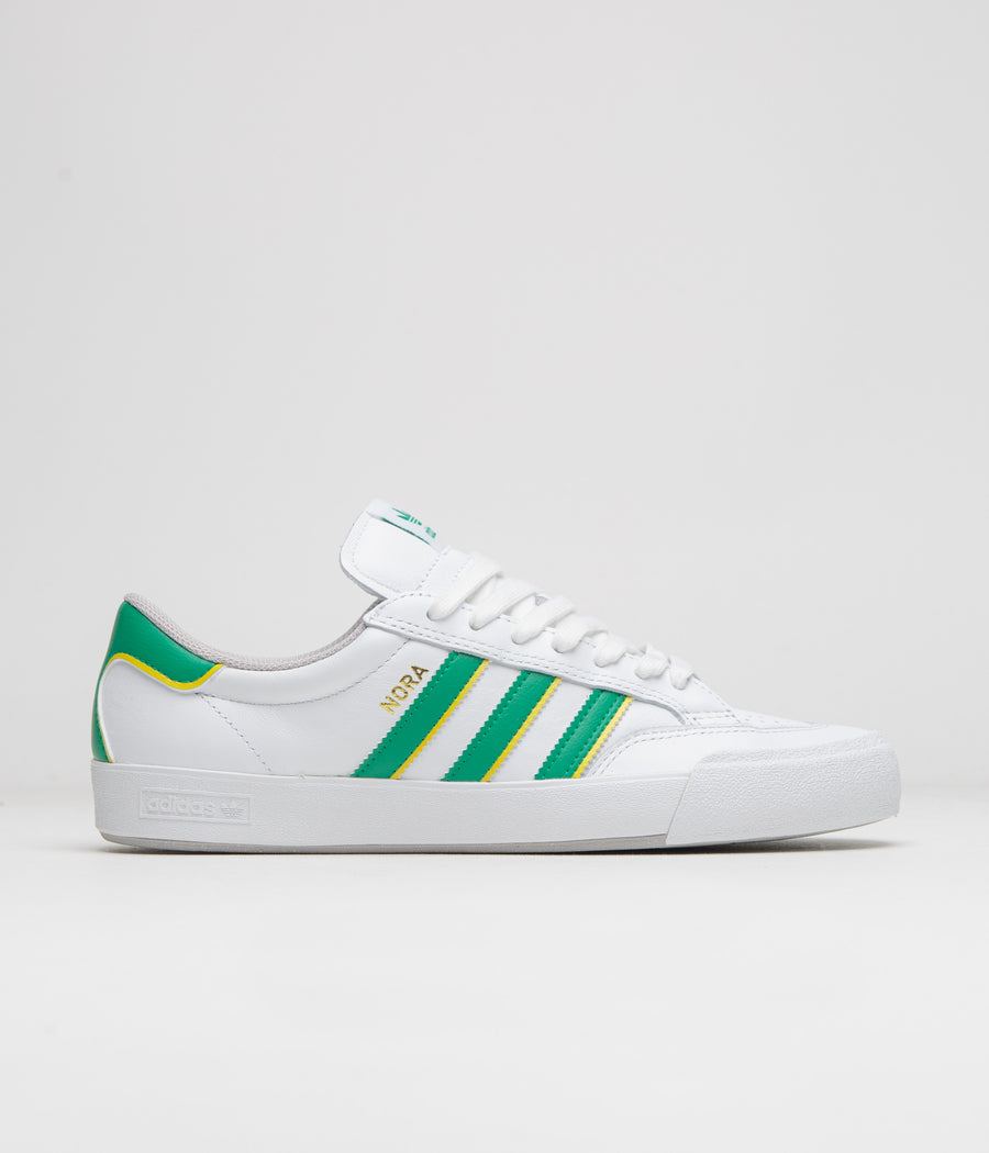 Adidas Nora Shoes in Cloud White and Court Green / Yellow