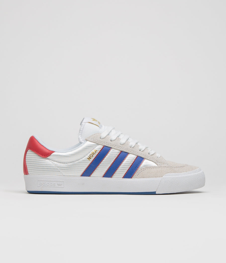 Adidas Nora Shoes in FTWR White and Team Royal Blue / Better Scarlet