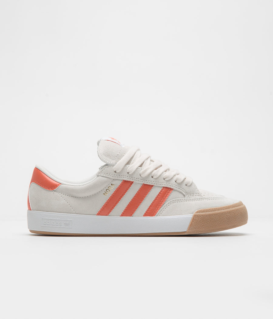 Adidas Nora Shoes in Wonder White and Orange / Gum4