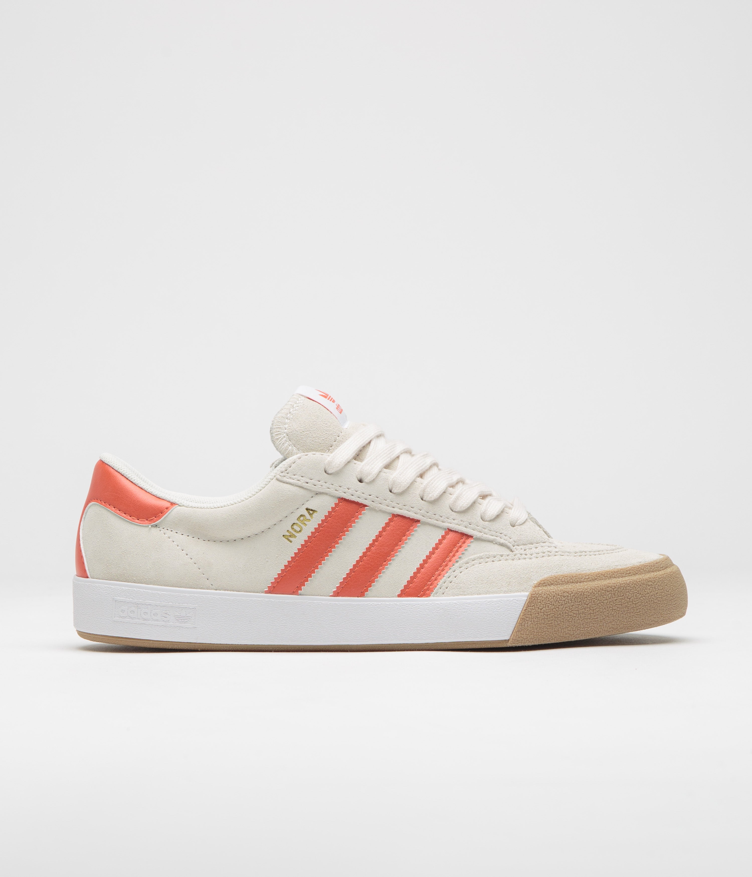 Adidas Nora Shoes in Wonder White and Orange / Gum4