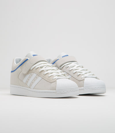 Adidas Pro Shell ADV Shoes in Crystal White and FTWR White / Team Royal Blue