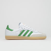 Adidas Samba ADV Shoes in FTWR White and Crew Green / Gum3 thumbnail