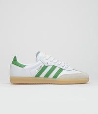 Adidas Samba ADV Shoes in FTWR White and Crew Green / Gum3