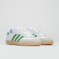 Adidas Samba ADV Shoes in FTWR White and Crew Green / Gum3 thumbnail