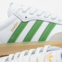 Adidas Samba ADV Shoes in FTWR White and Crew Green / Gum3 thumbnail