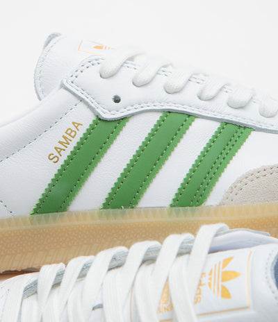 Adidas Samba ADV Shoes in FTWR White and Crew Green / Gum3