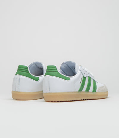Adidas Samba ADV Shoes in FTWR White and Crew Green / Gum3