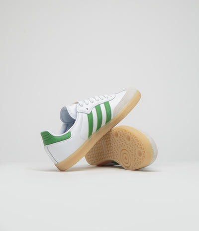 Adidas Samba ADV Shoes in FTWR White and Crew Green / Gum3